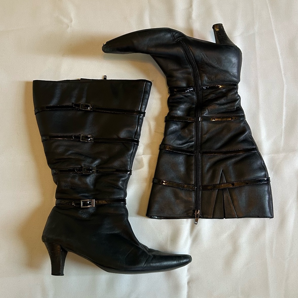 Ros Hommerson Black Walker Knee High Boots 9W